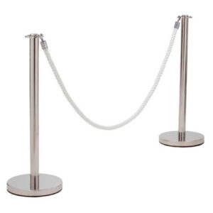 location Poteau Inox avec sa Corde en Velours Blanc